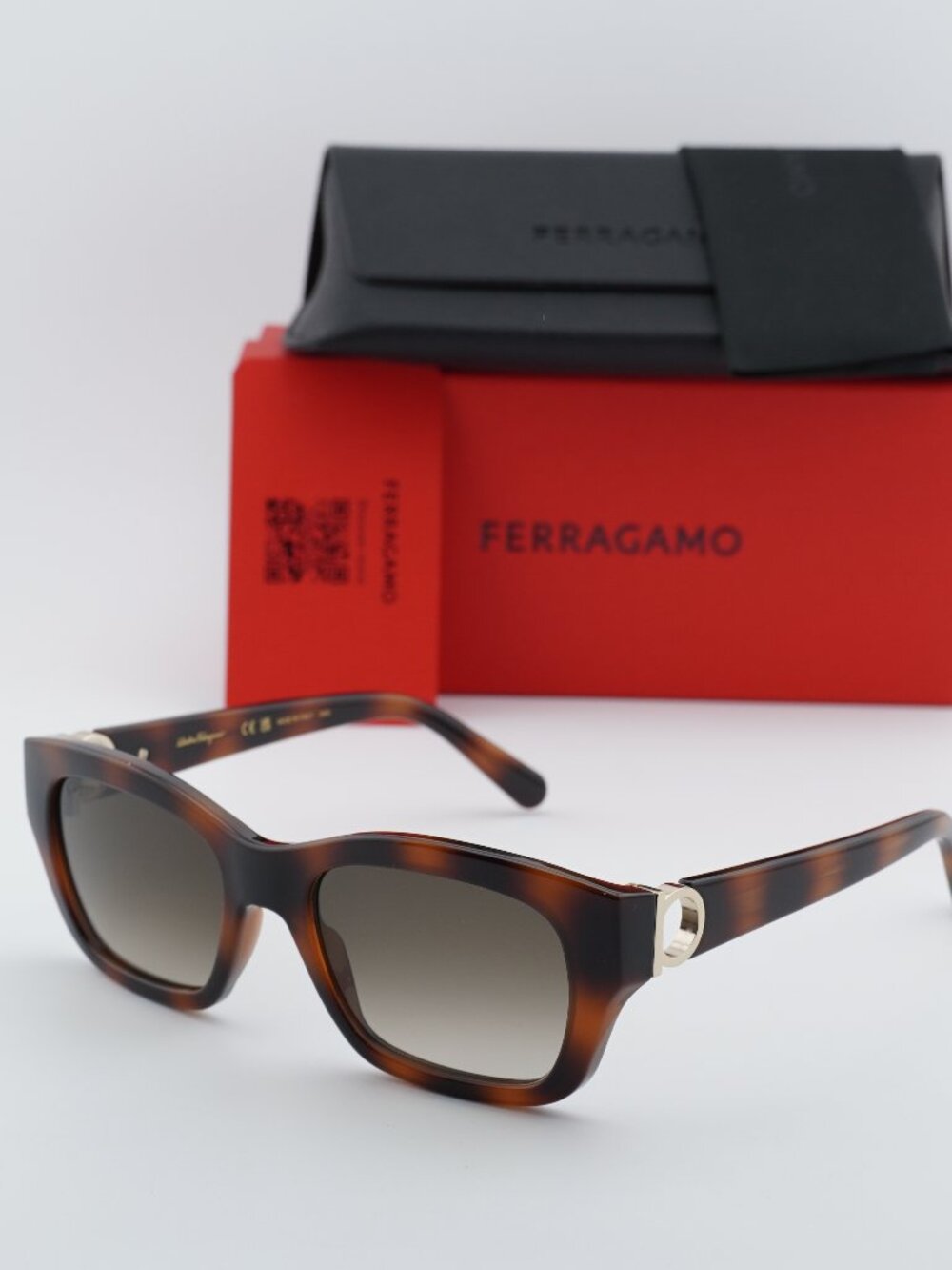 Salvatore Ferragamo SF1012S 214 Rectangle Sunglasses - Havana / Brown